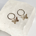 Silver Engraved Butterfly Hoop Earrings image 0