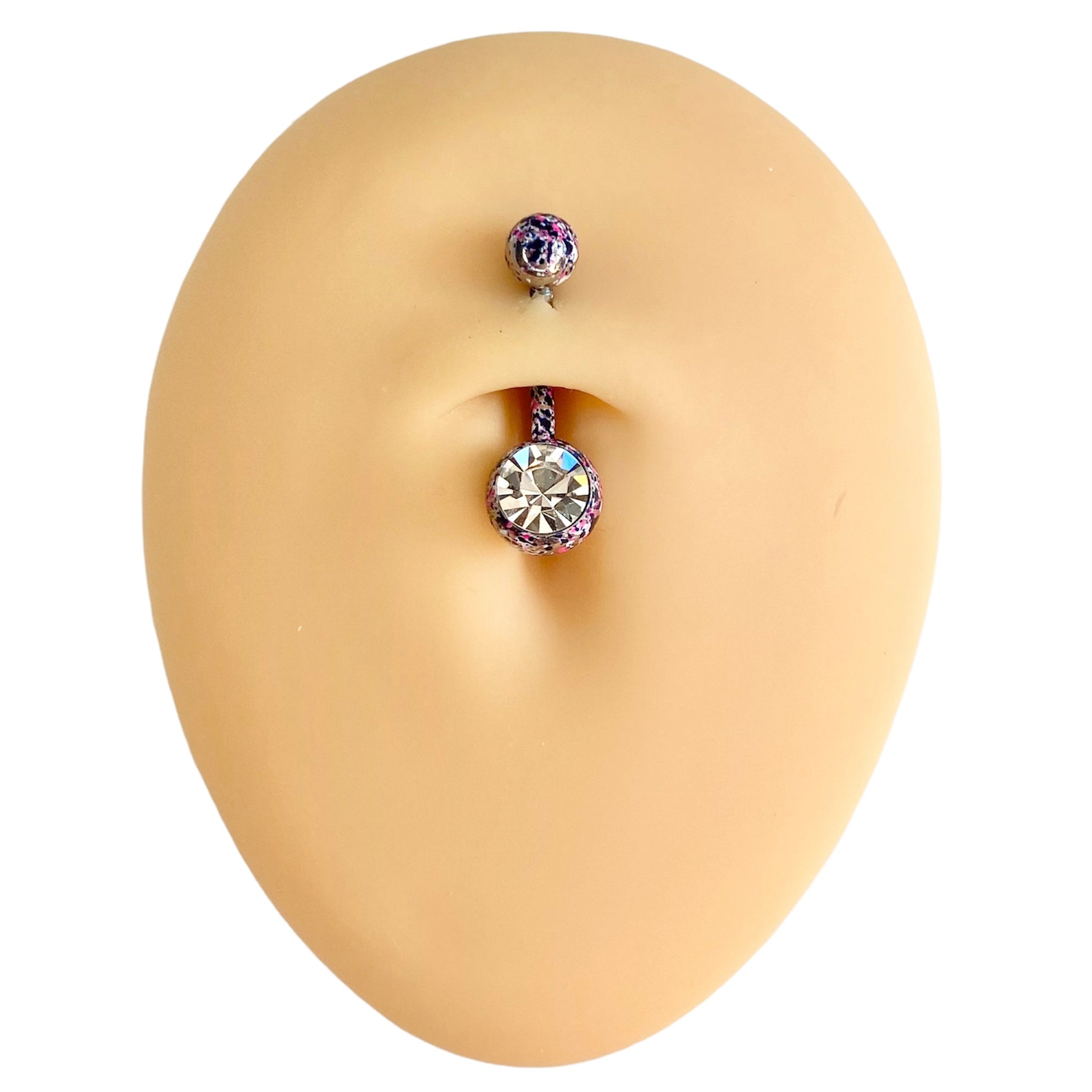 Pink, Blue & White Paint Splatter Belly Bar  image 0