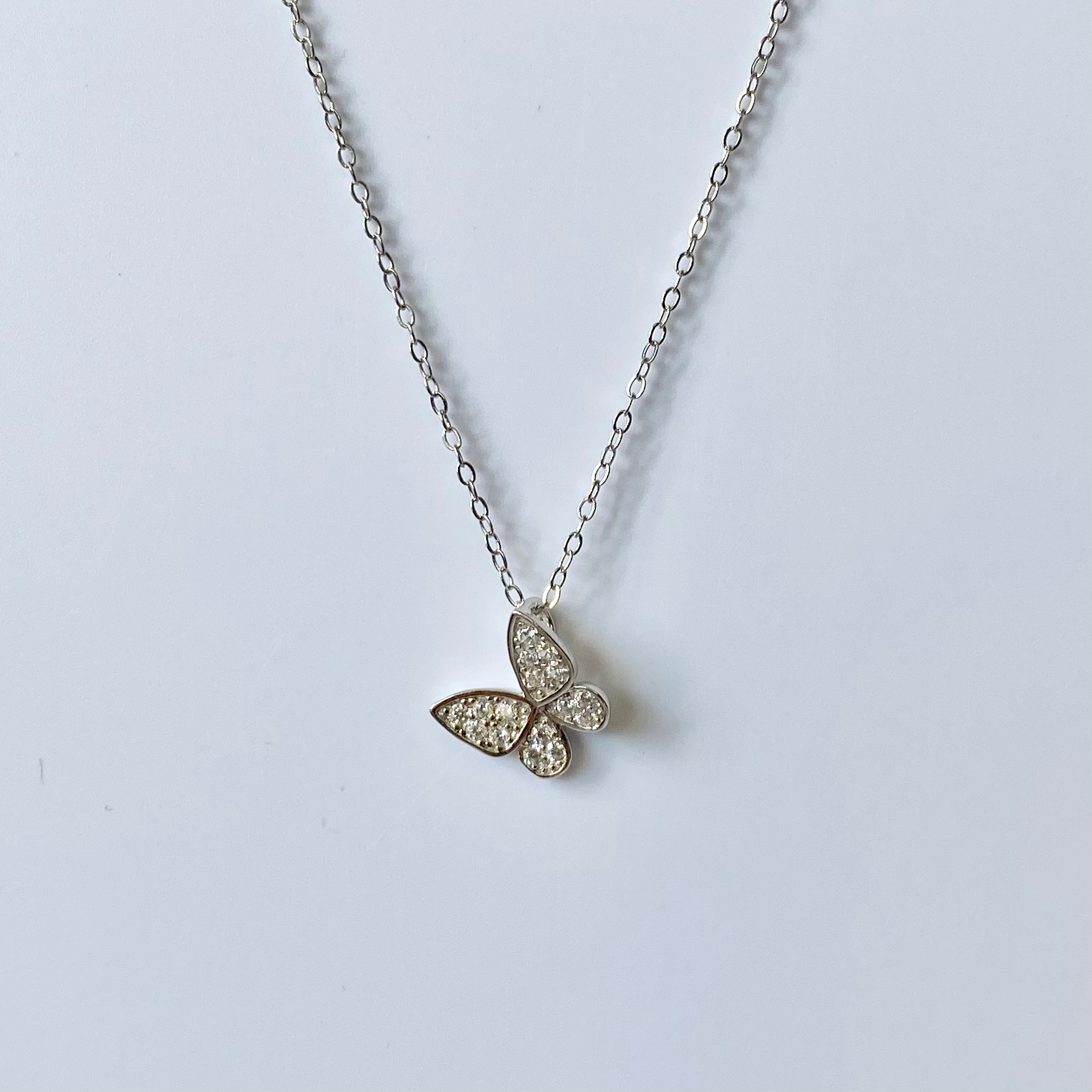 Silver CZ Paved Butterfly Necklace image 0