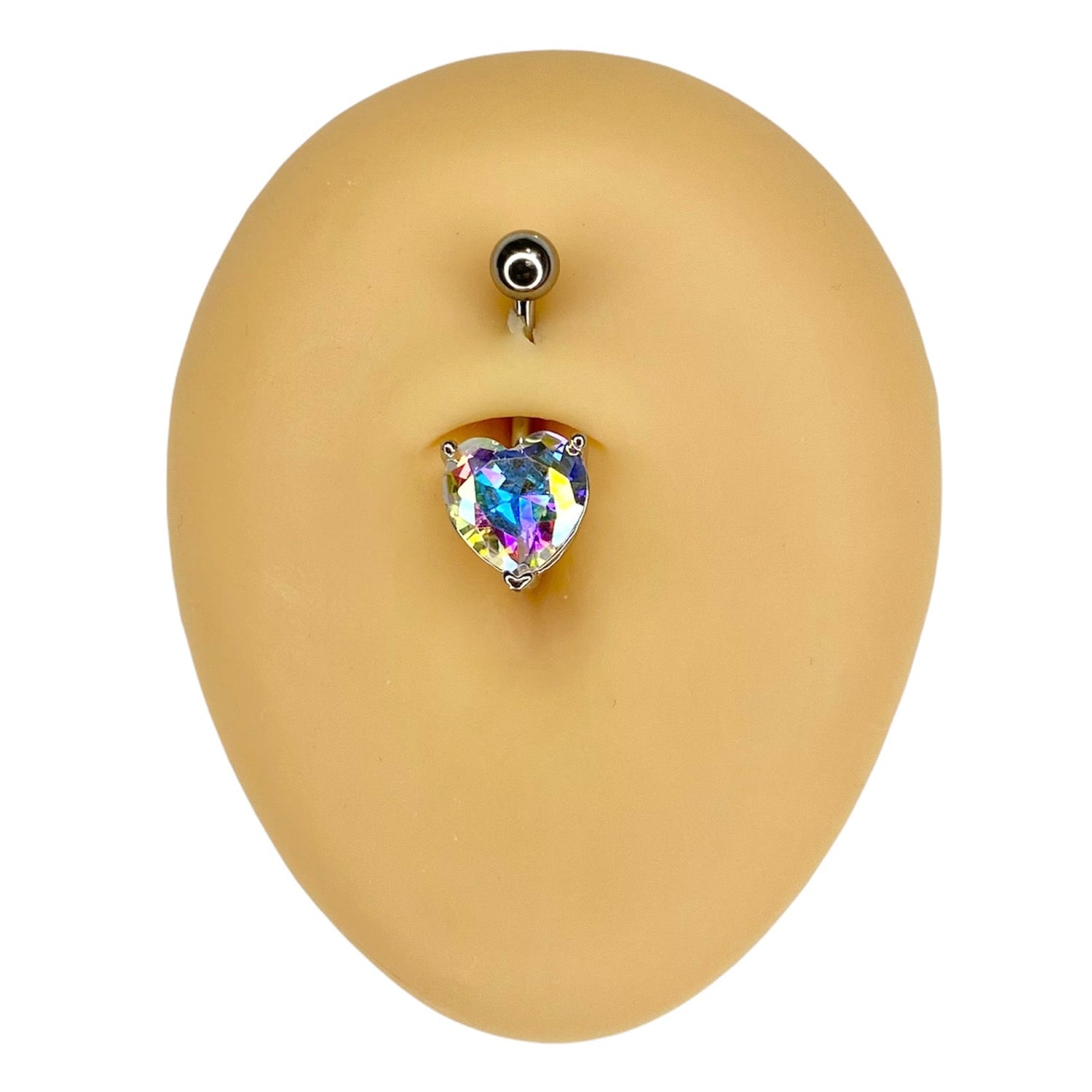 Aurora Borealis Heart Gem Belly Bar image 0