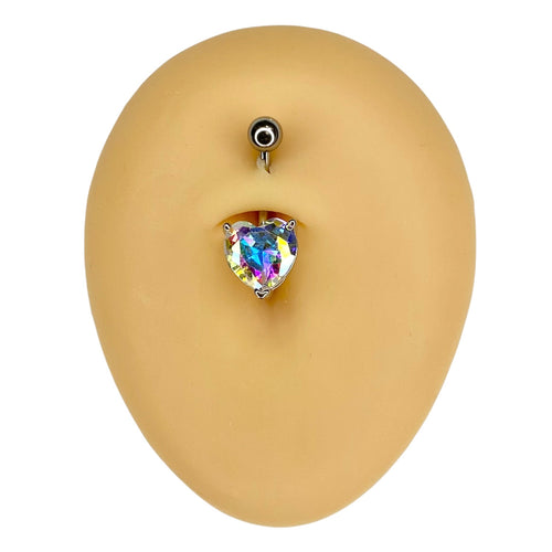 Aurora Borealis Heart Gem Belly Bar image 0