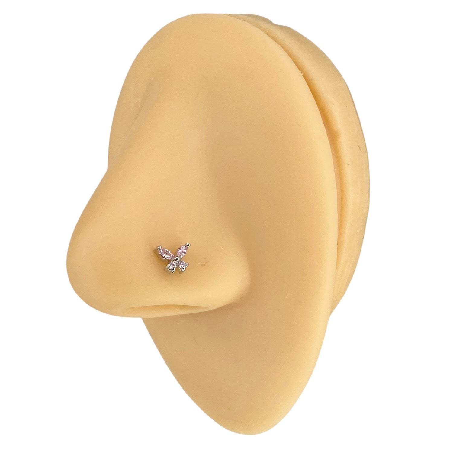 Pink Cubic Zirconia Butterfly Nose Stud image 0