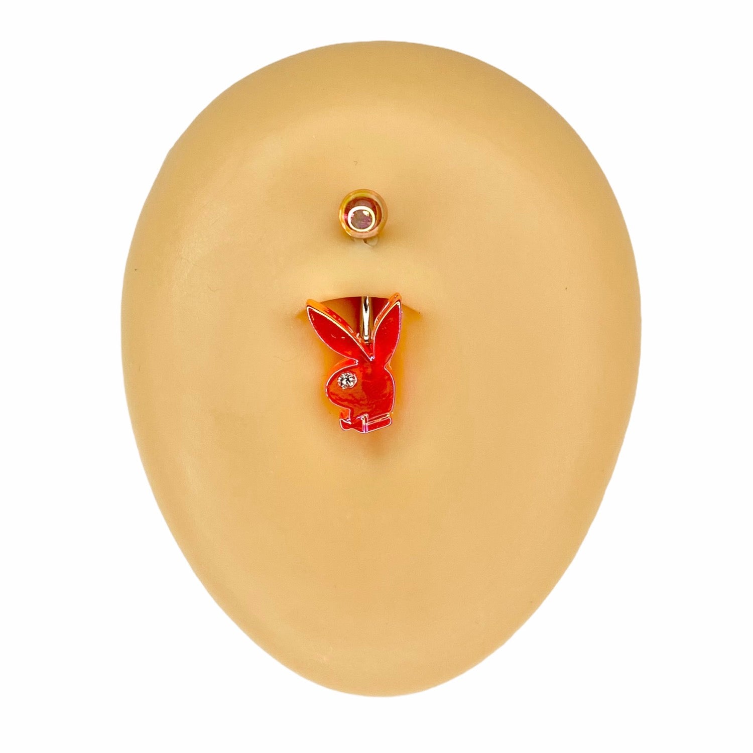 Pink AB Effect Crystal Eye Playboy Belly Bar  image 0