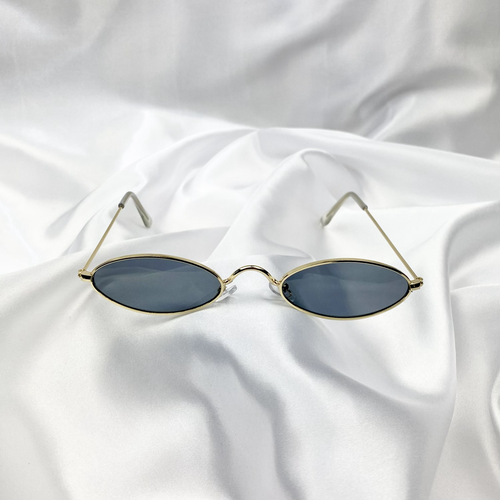 Black Grey Retro Oval Sunglasses image 1