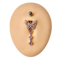 Pink Icy Butterfly CZ Dangle Belly Bar  image 0