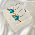 Blue Heart Winged Hoop Earrings image 0