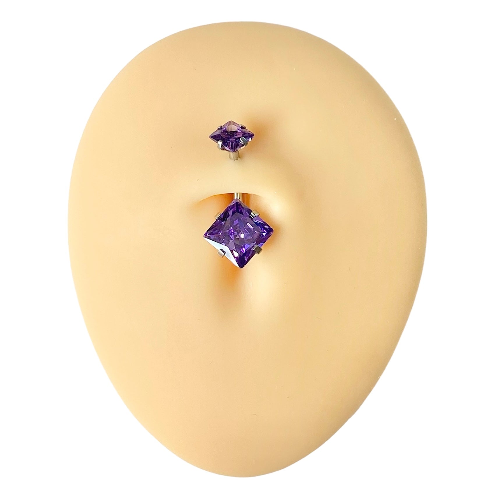 Purple Double CZ Square Belly Bar  image 0