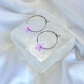 White AB Sequin Flower Hoop Earrings image 0