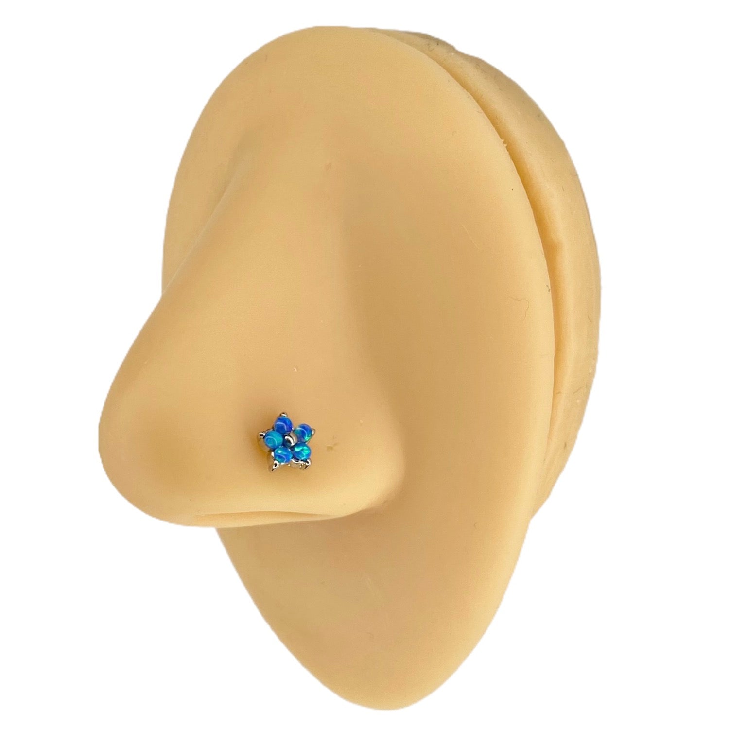 Blue Opal Flower Nose Stud image 0