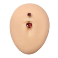 Red CZ Round Top Heart Belly Bar image 0