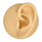 Gold CZ Paved Sides Titanium Horseshoe Hoop  image 2