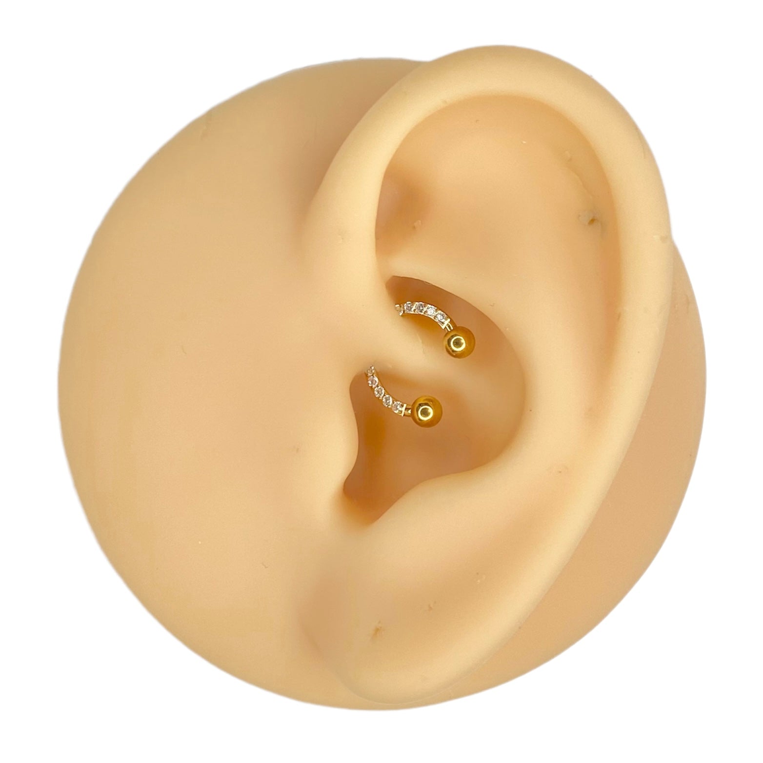 Gold CZ Paved Sides Titanium Horseshoe Hoop  image 2