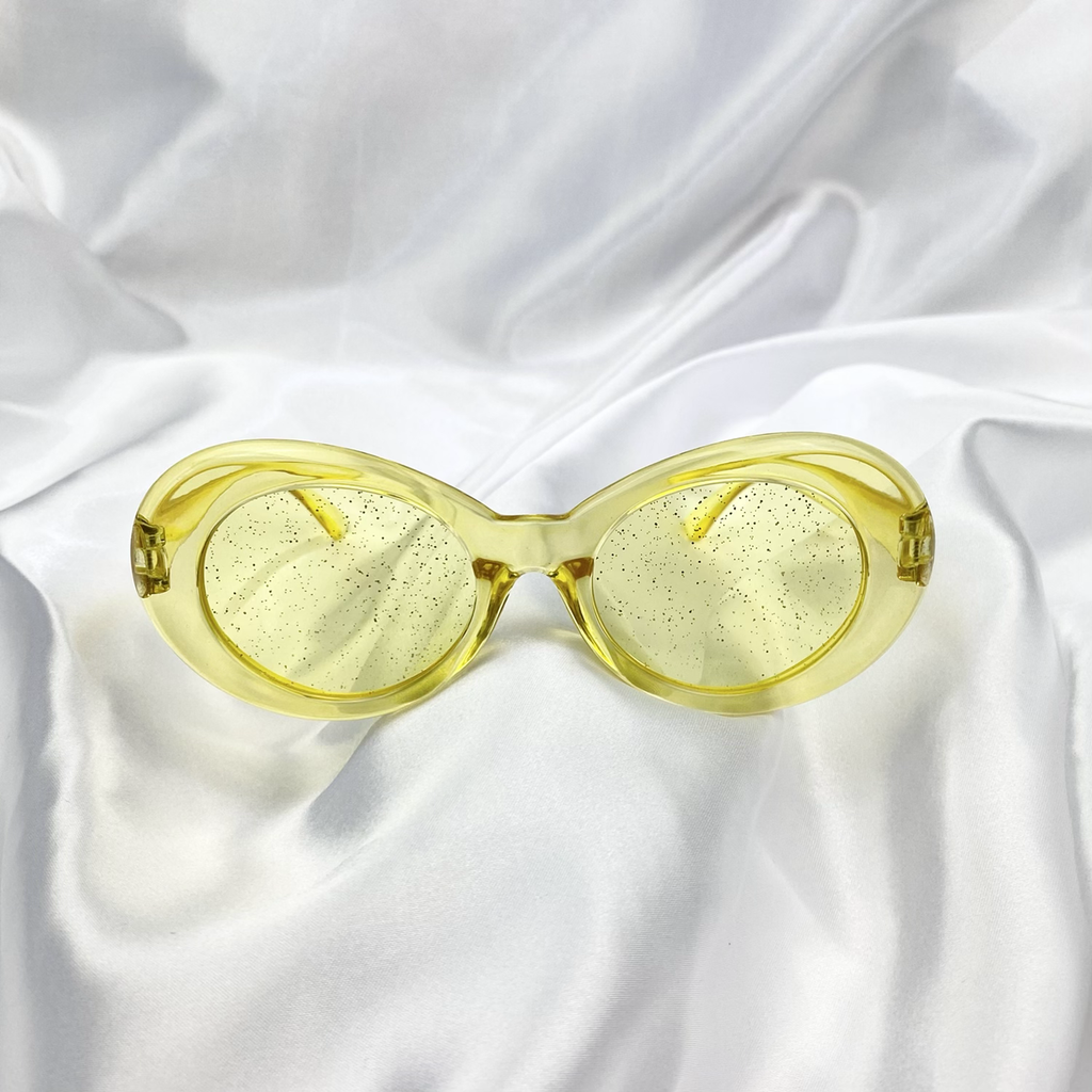 Yellow Clear Glitter Clout Goggle Sunglasses image 1