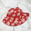 Red & White Weed Leaf Bucket Hat image 0