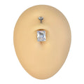 Silver Rectangle Cubic Zirconia Belly Bar image 0