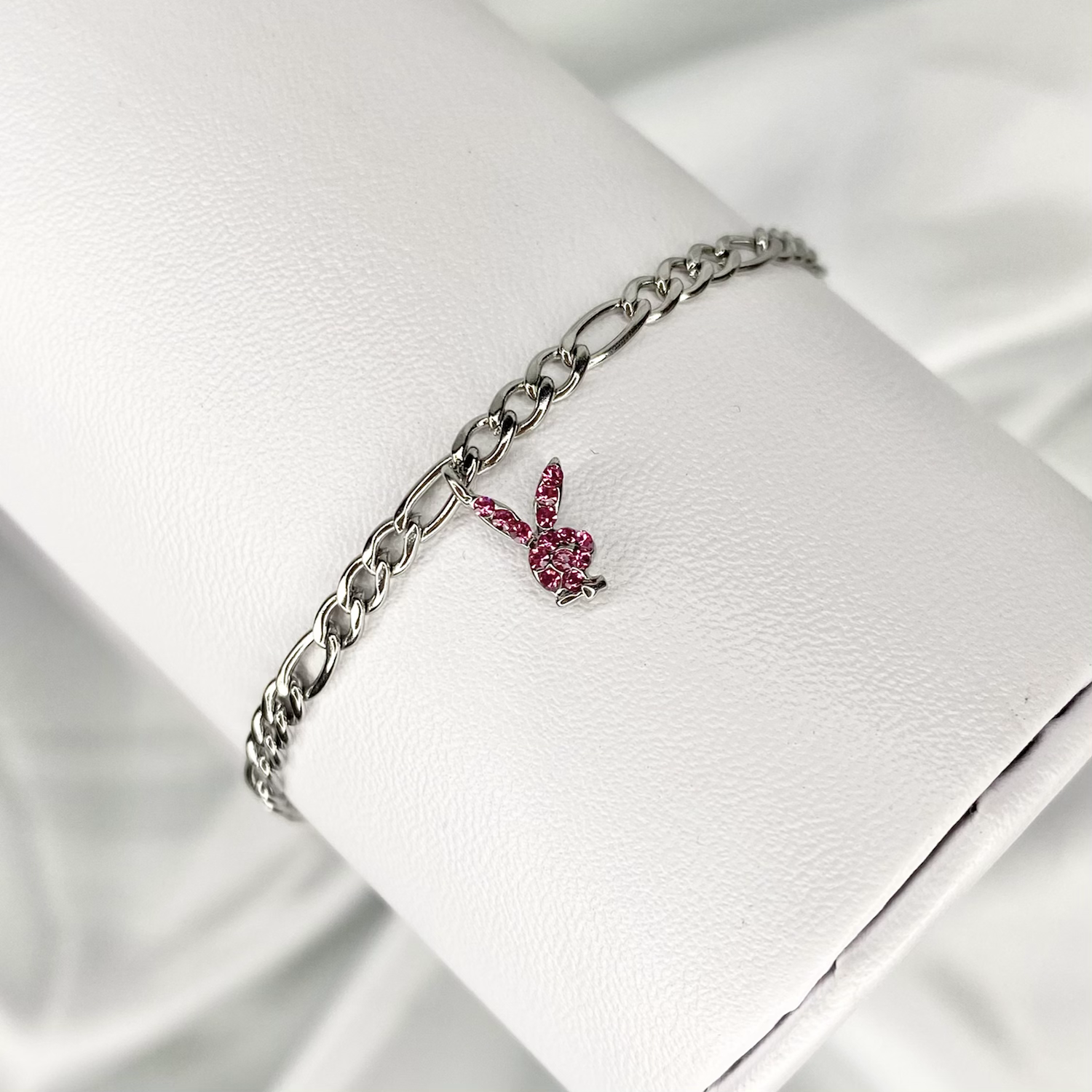 Pink Mini CZ Playboy Bracelet image 1