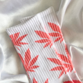 White & Peachy Pink Weed Leaf Socks image 0