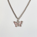 Pink Crystal Y2K Butterfly Necklace image 0