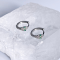 Silver Green Eye CZ Snake Earrings image 0