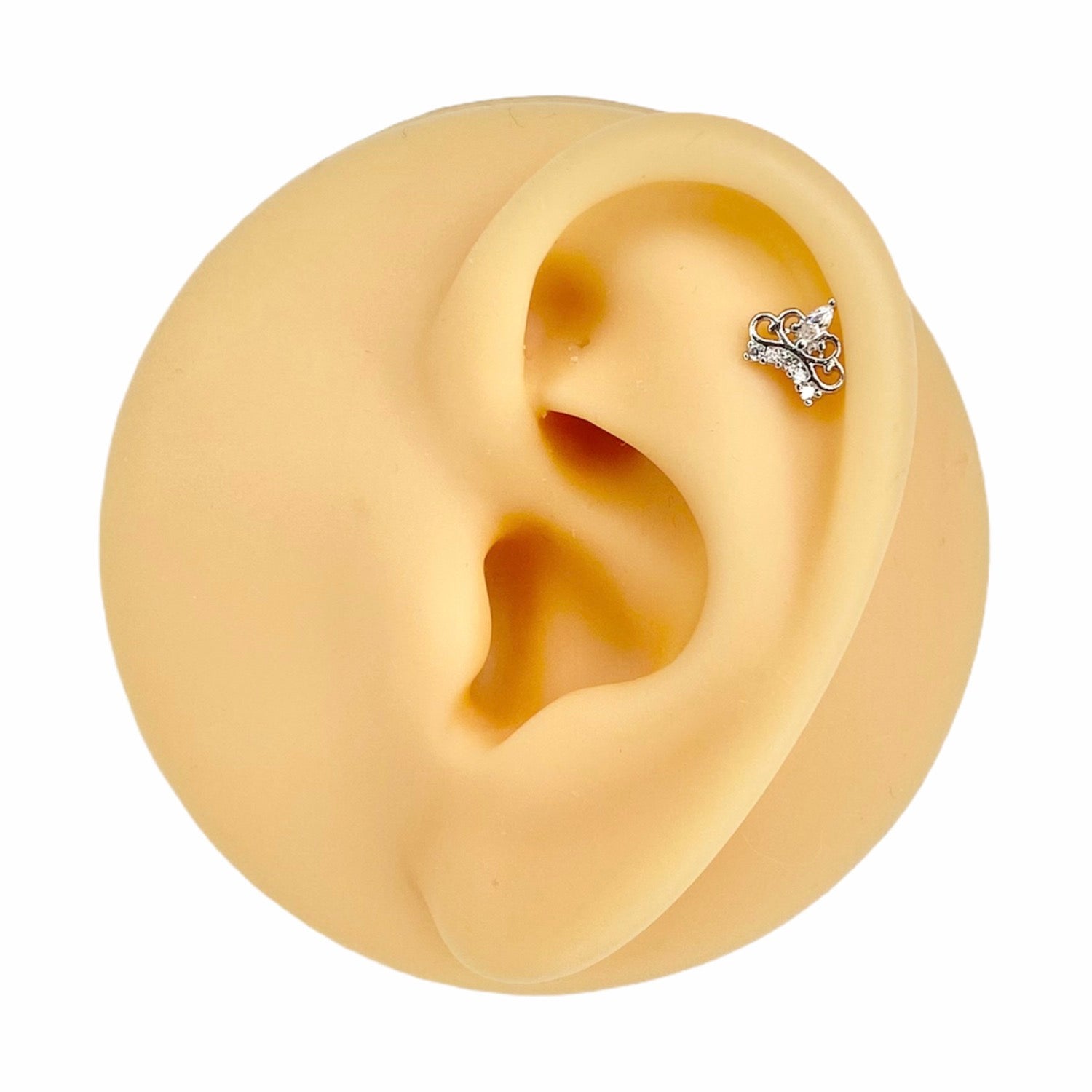 Silver CZ Tiara Flat Back Stud image 0
