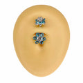 Blue Double End CZ Flower Belly Bar  image 0