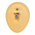 Silver Black Eye CZ Playboy Belly Bar  image 0