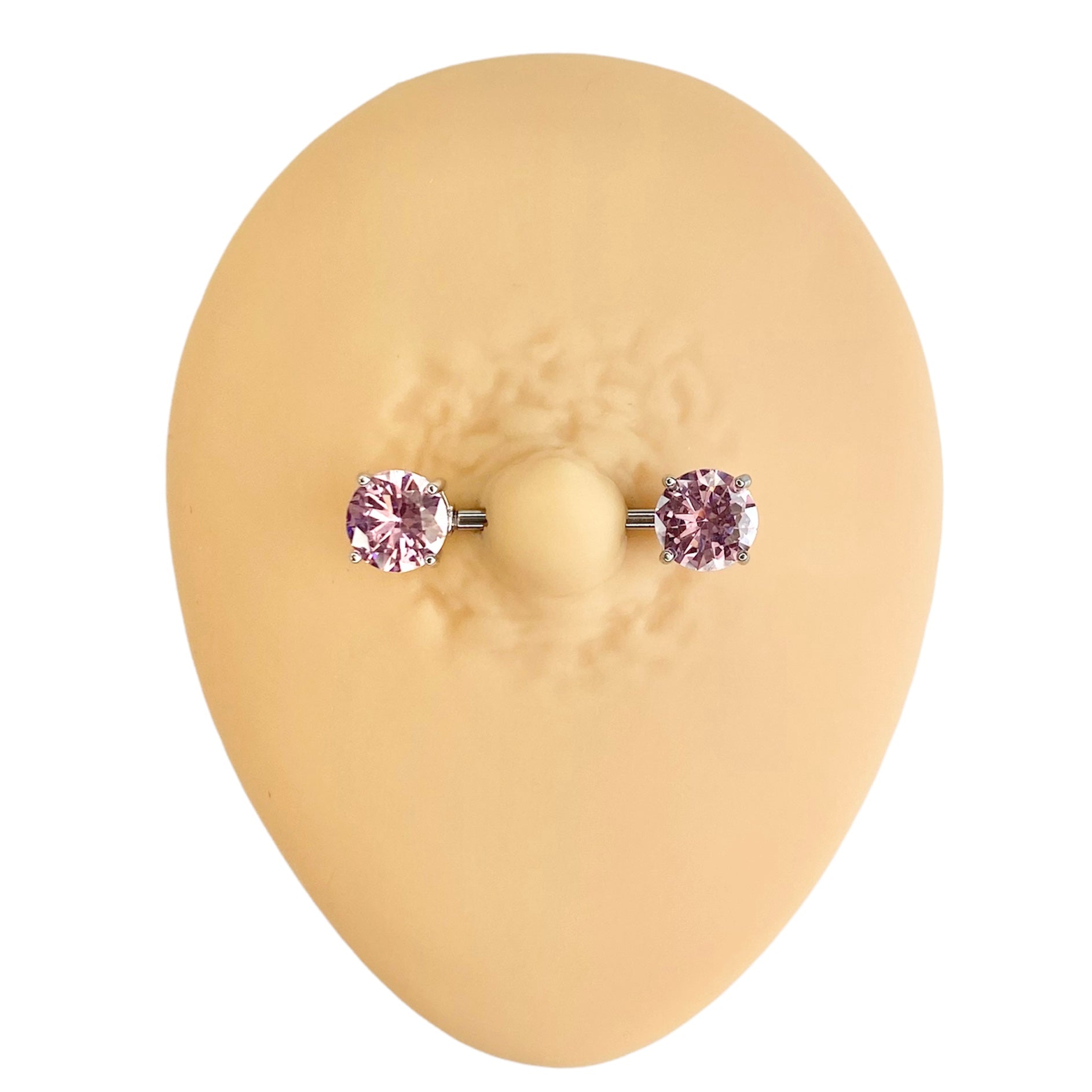 Pink Round Cubic Zirconia Prong Set Nipple Bar image 0