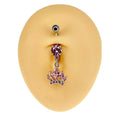 Pink CZ Marquise Crown Dangle Belly Bar  image 0