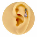 Pink CZ Tear Drop Dangle Barbell Stud image 0