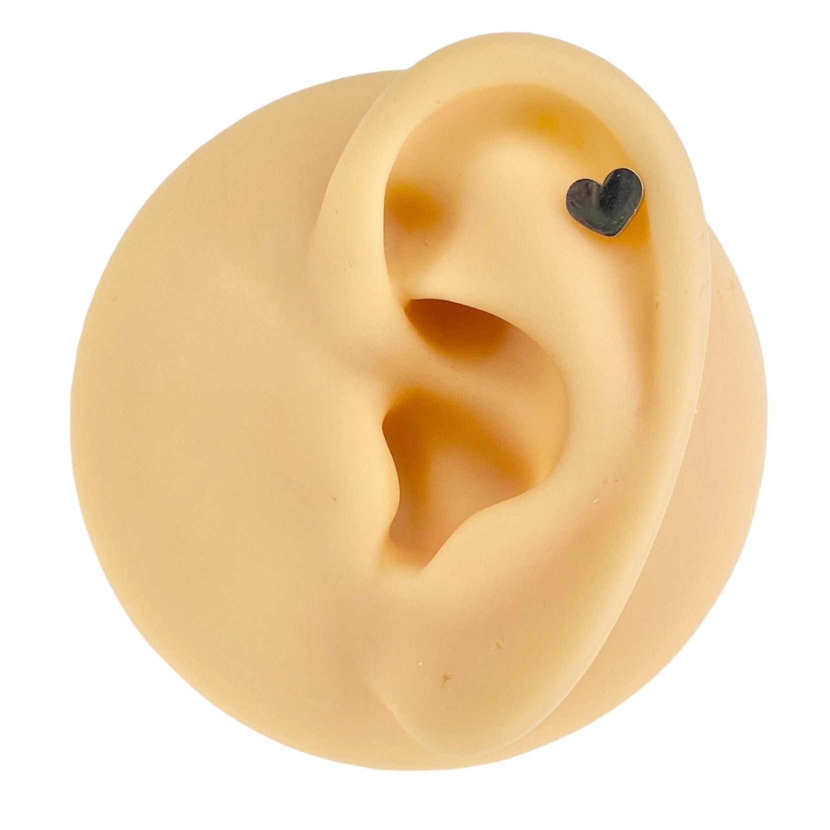 Silver Flat Heart Barbell Stud image 0