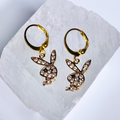 Gold Cubic Zirconia Playboy Earrings image 0