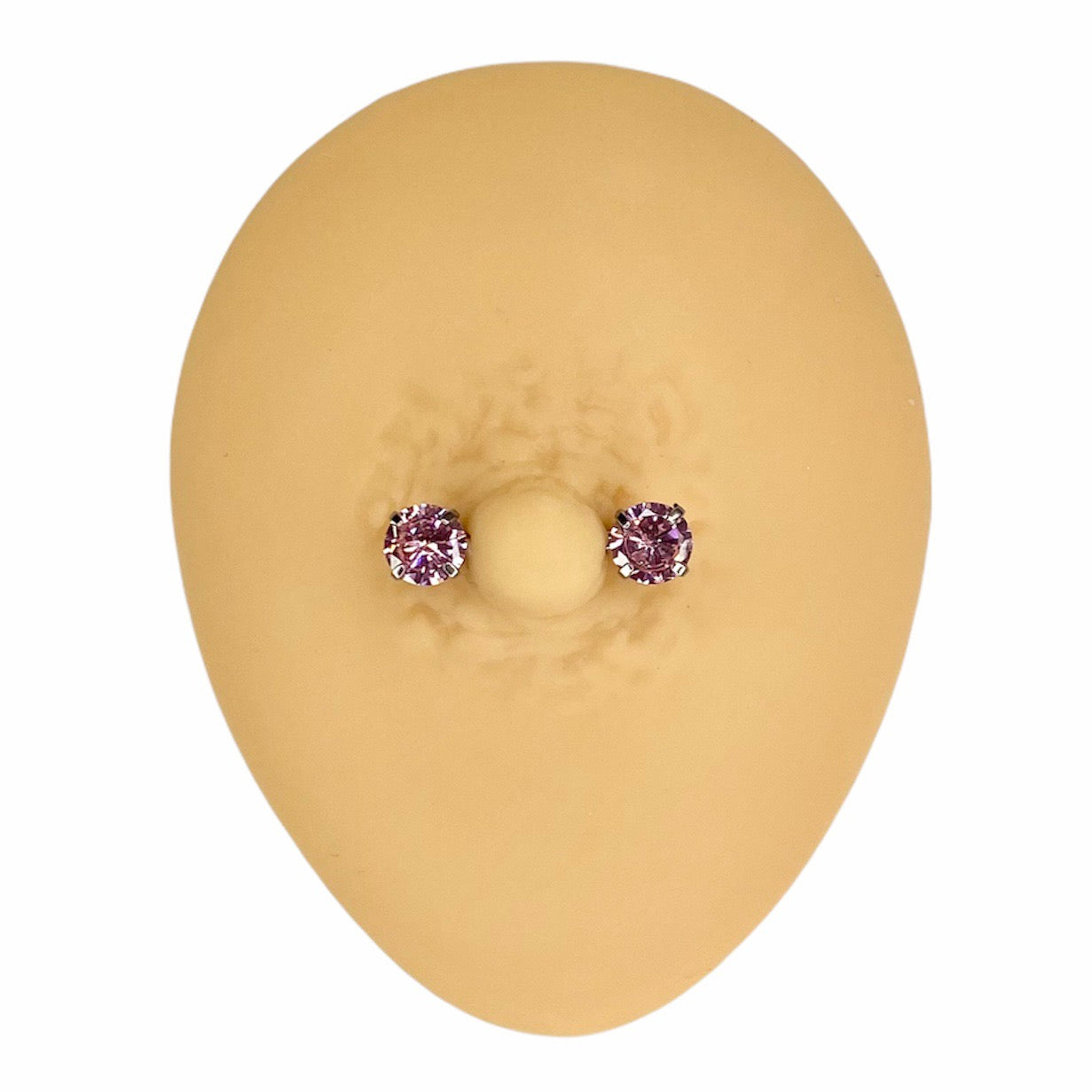 Pink Cubic Zirconia Prong Nipple Bar image 0