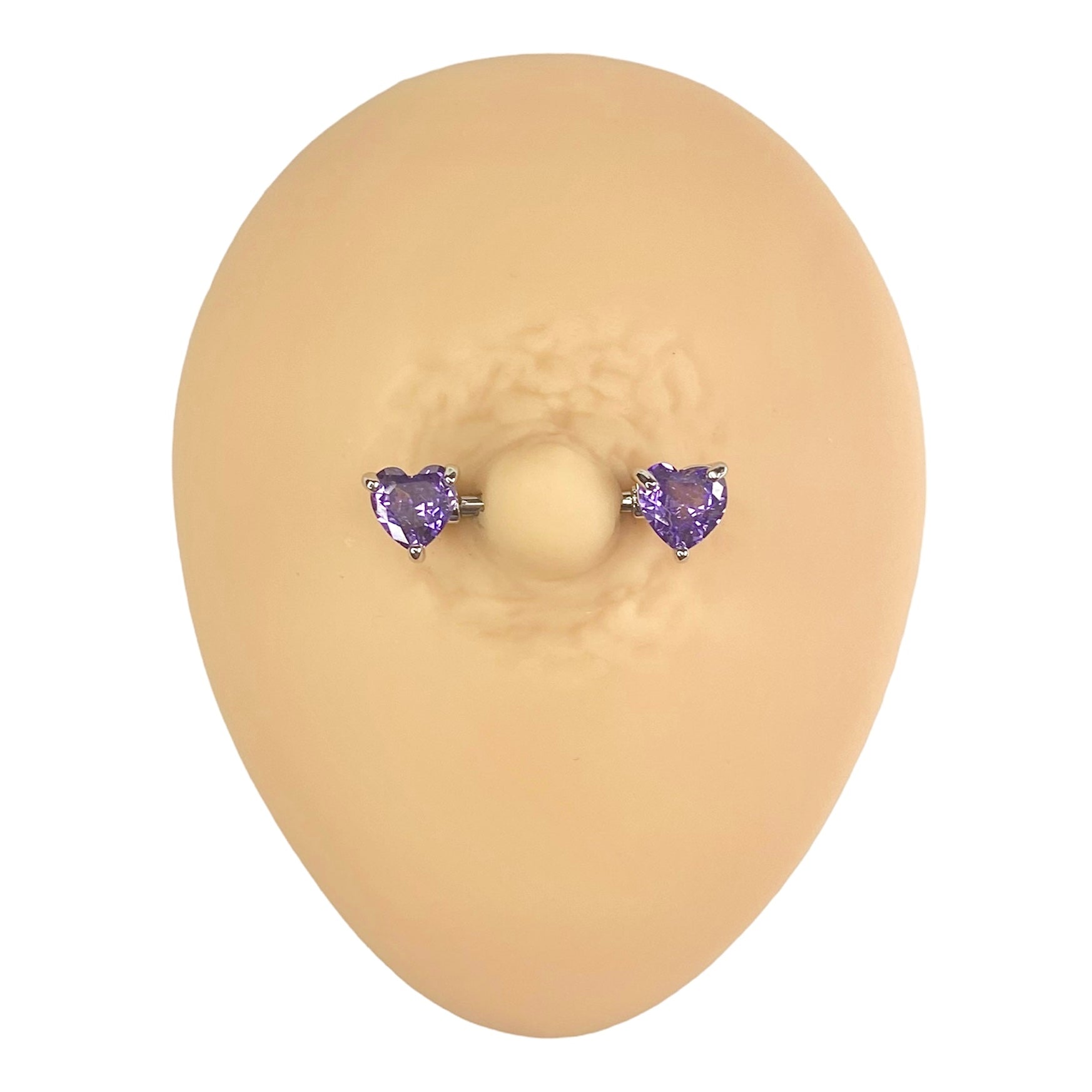 Purple CZ Heart Nipple Bar image 0