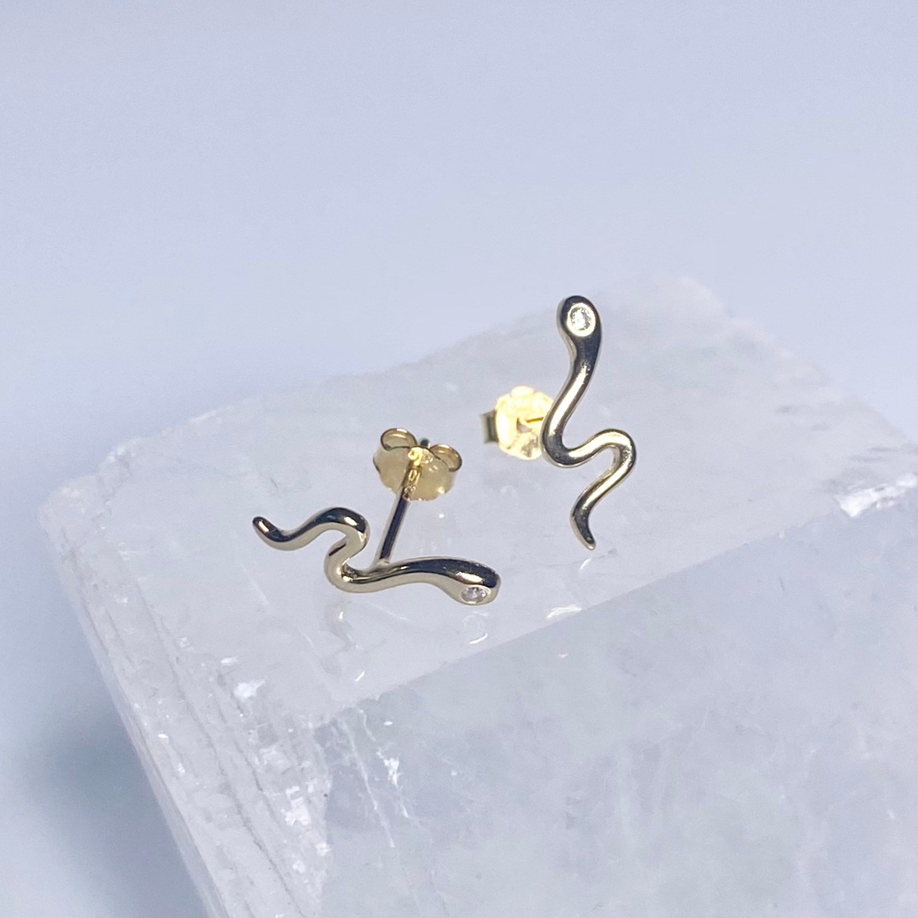 Gold Skinny Snake Stud Earrings image 0