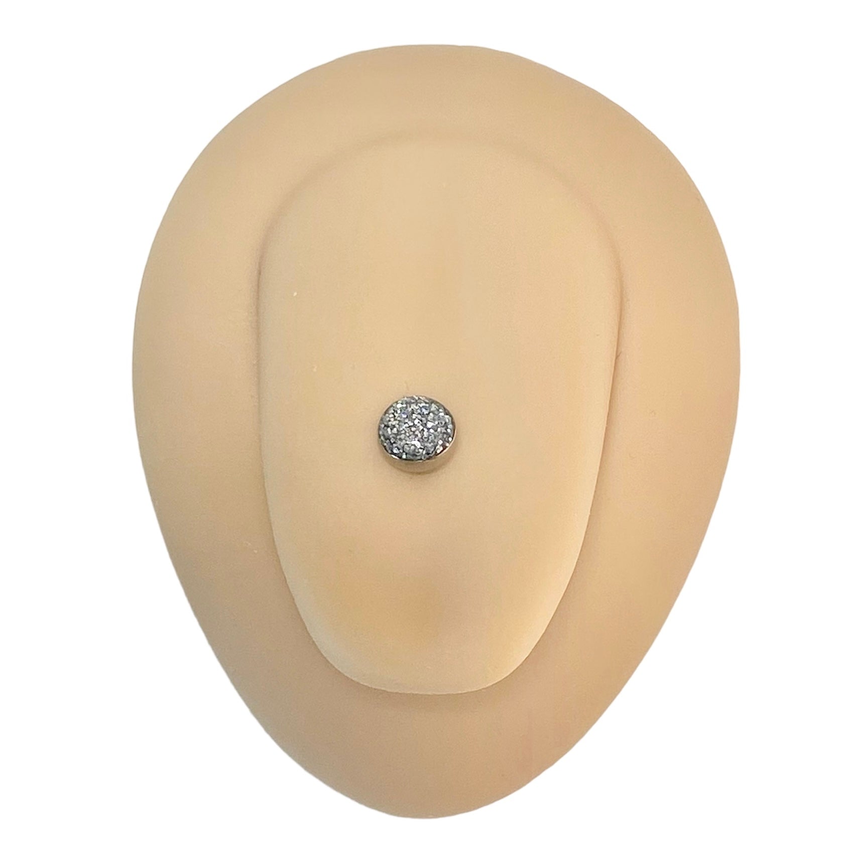 Silver Glitter Dome Tongue Bar image 0