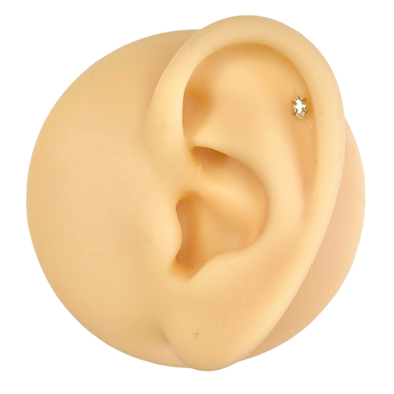 Gold CZ Marquise Flat Back Stud image 0
