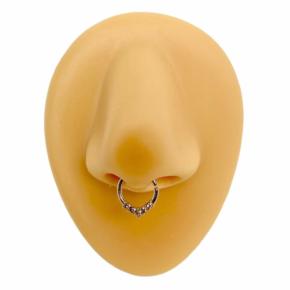 Gold Clear CZ Bendable V Hoop  image 0