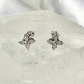 Silver CZ Paved Flower Stud Earrings image 0