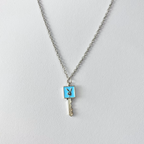 Blue Enamel Playboy Key Necklace image 0