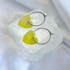 Green AB Sequin Heart Hoop Earrings image 0