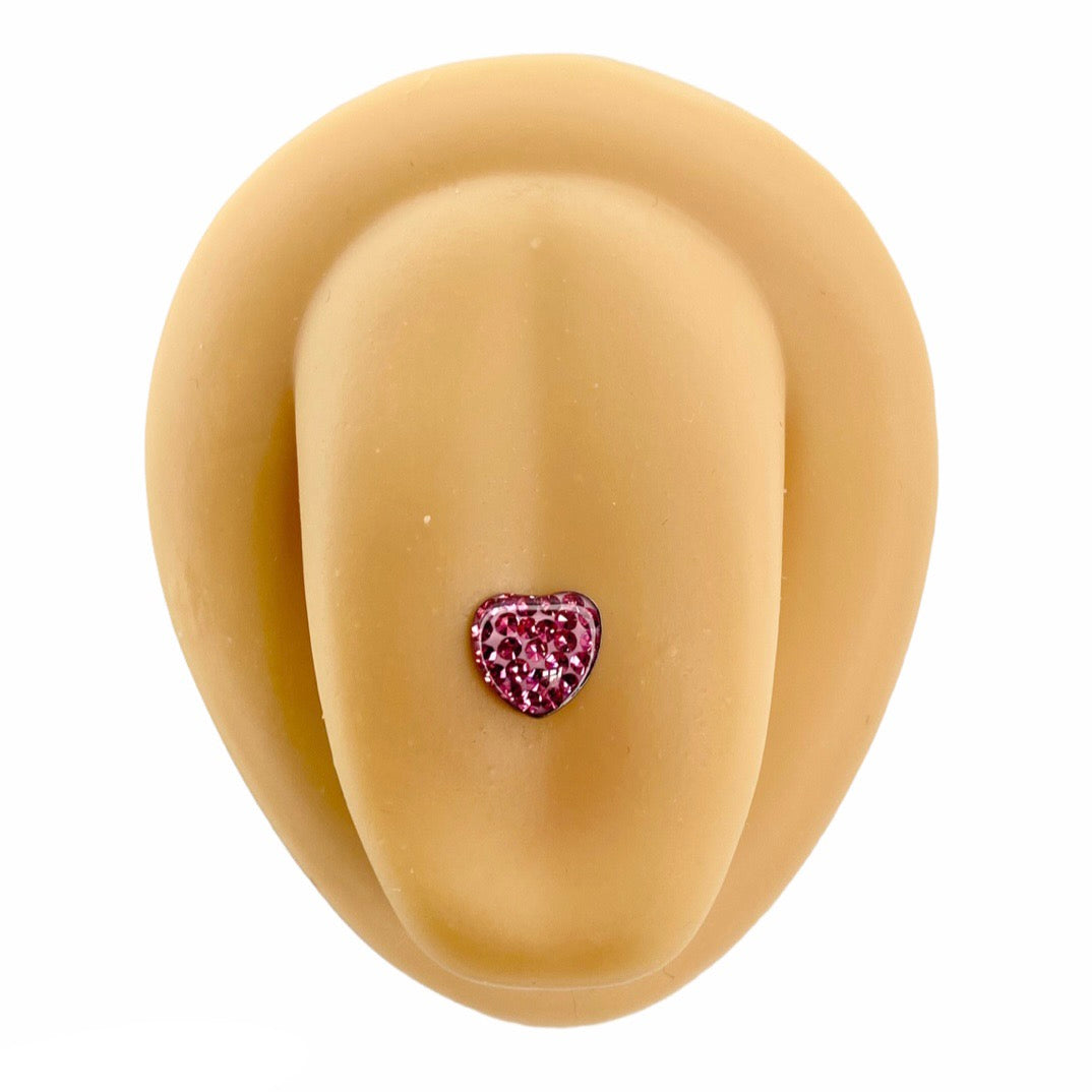 Pink Heart Crystal Paved Tongue Bar image 0