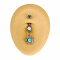 Blue Illuminating Tribal Sun Dangle Belly Bar  image 0