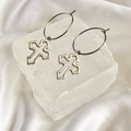 Cross Outline Hoop Earrings image 0