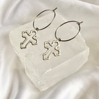Cross Outline Hoop Earrings image 0