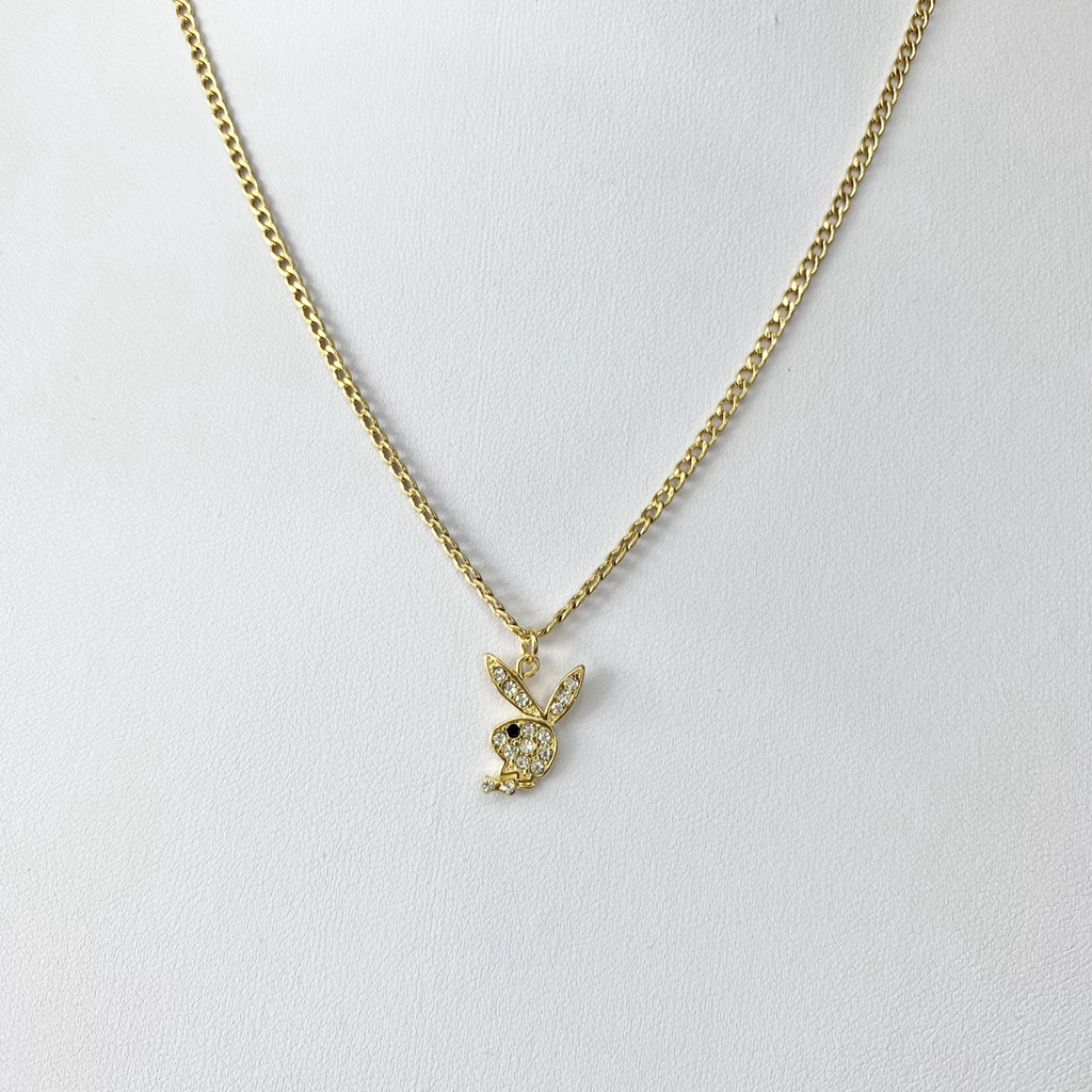 Gold Cubic Zirconia Playboy Necklace image 0