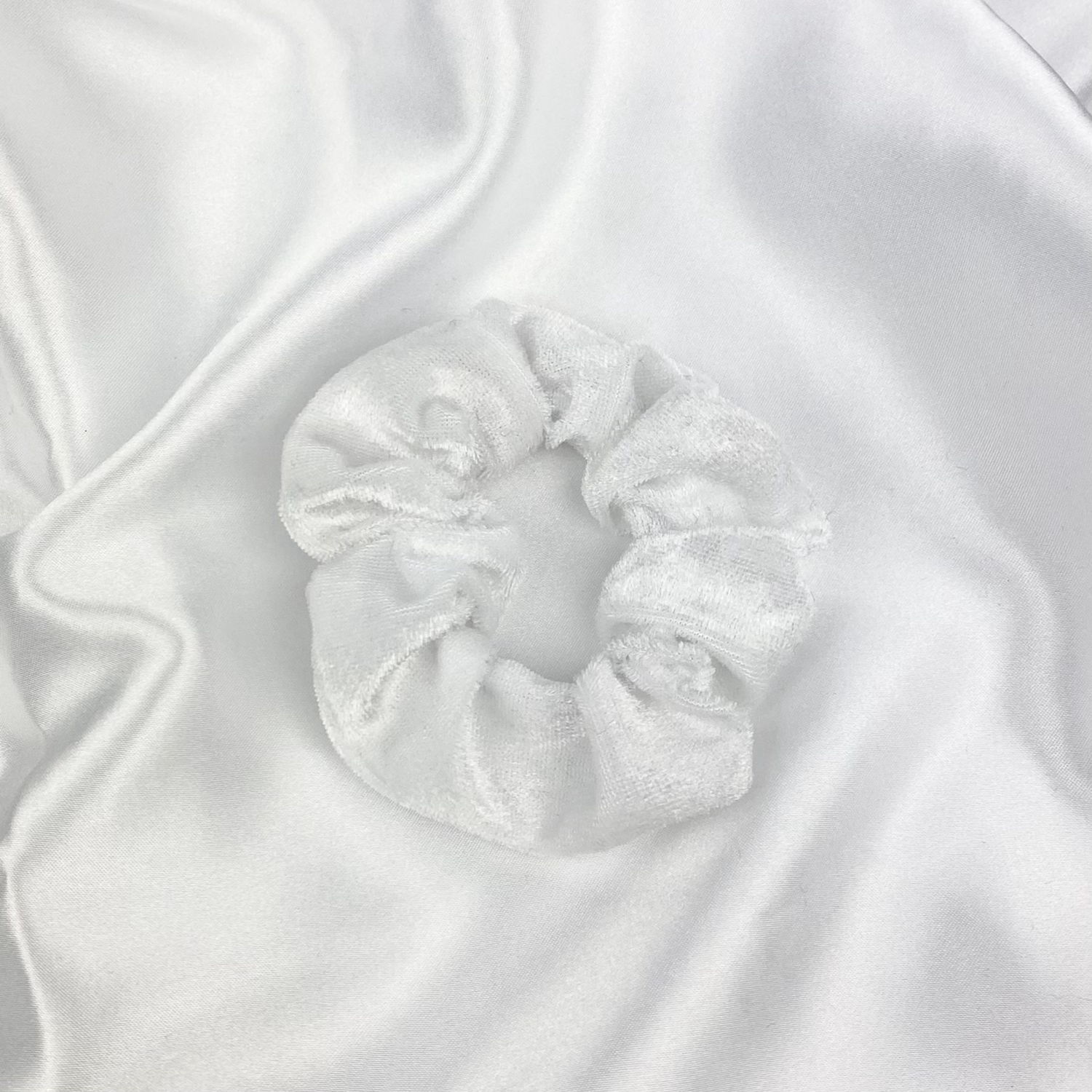 White Velvet Scrunchie image 0
