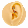 Silver CZ Flower Curved Barbell image 0