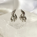 Silver Flame Stud Earrings image 0