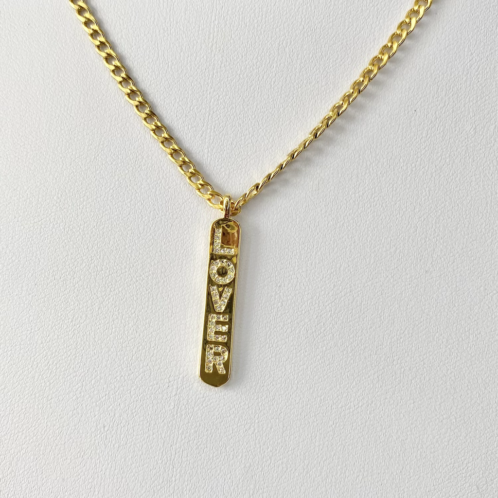 Gold CZ Lover Necklace image 0
