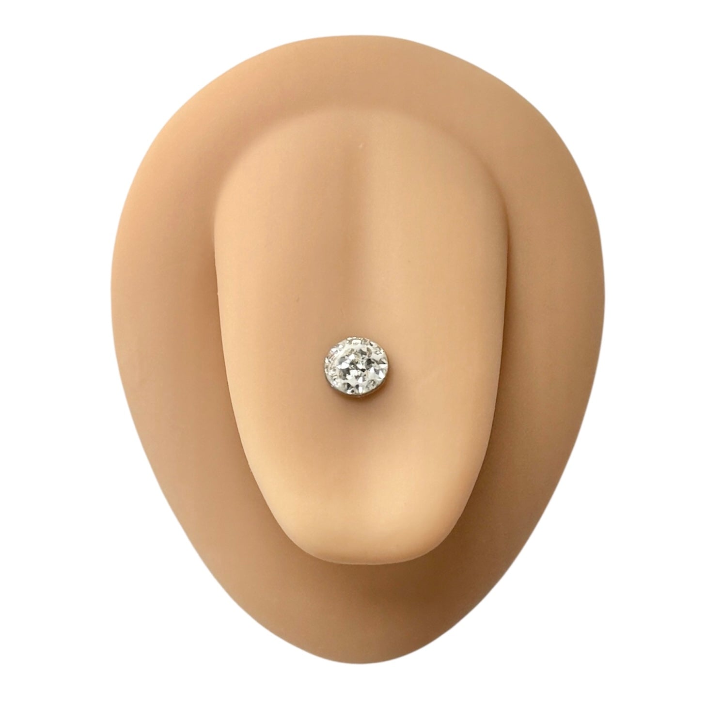 Silver Circle Crystal Paved Tongue Bar image 0